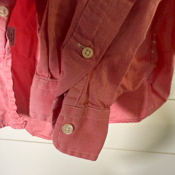 Ralph Lauren Long Sleeve Button Down Chambray Oxford Red Flesh Colored Pony Sz L - Picture 7 of 9